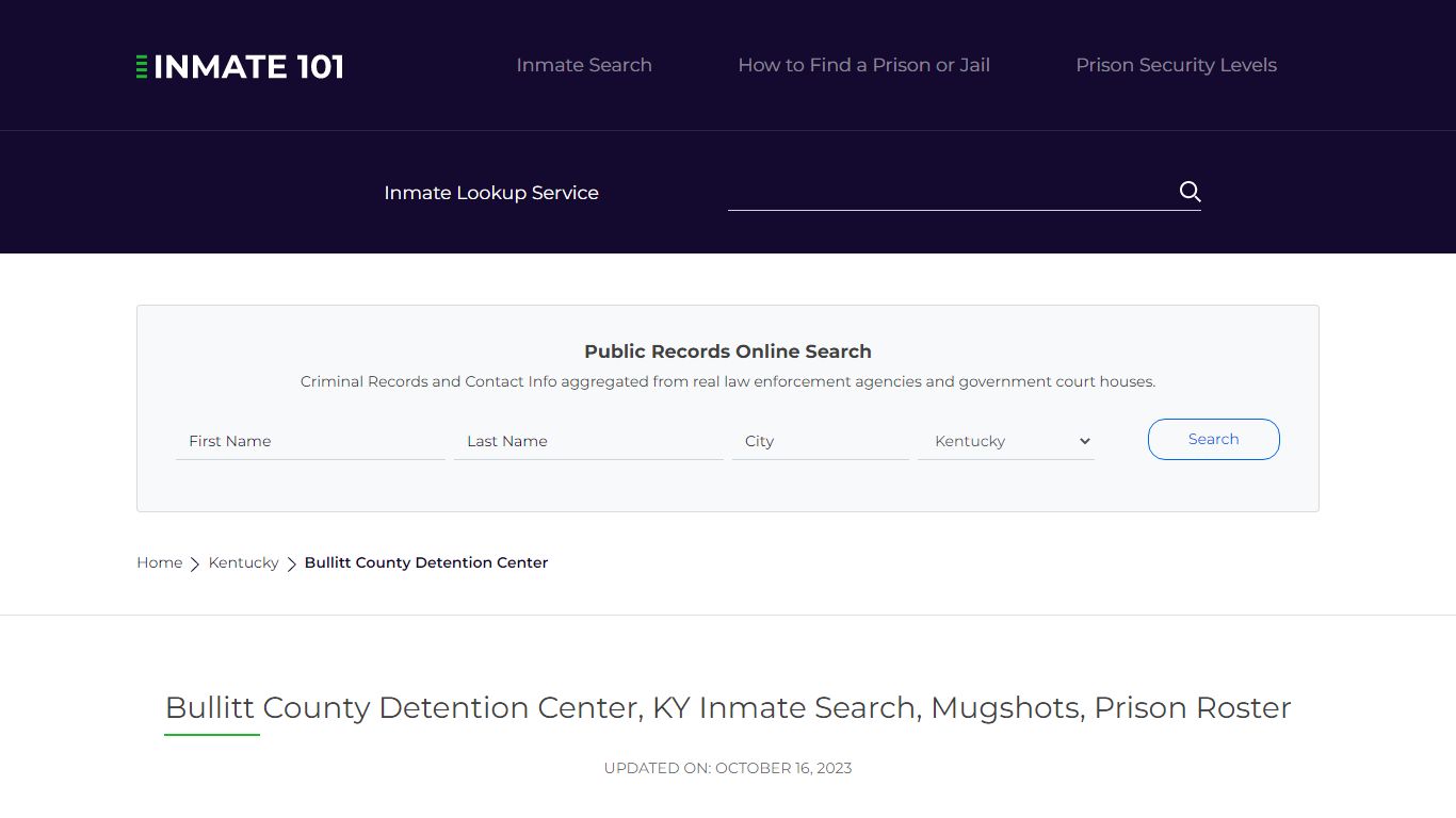 Bullitt County Detention Center, KY Inmate Search, Mugshots, Prison Roster